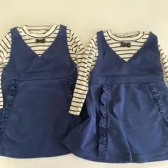 双子ネイビー ラップスタイル ワンピース 2着セット90センチ