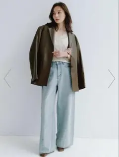 サイドタックカジュアルワイドデニム　anuans