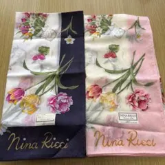 ニナリッチレディースハンカチ二枚セット　綿100% 花柄