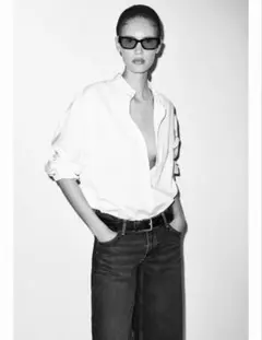 SALE❤️H&M♡オーバーサイズ コットンシャツ 長袖シャツ ホワイト