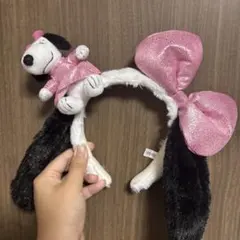 スヌーピー 耳付きカチューシャ ピンク