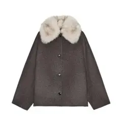 ZARA ザラ ウールショートスカーフコート ミンク Sサイズ - メルカリ