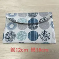 ハンドメイド　北欧風　フラットポーチ　北欧系ブルー01