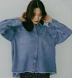 GLOBAL WORK GOODデニムシャツ長袖　ミドルブルー　M