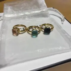 ヌード風　カラーストーンリング3個セット 13号