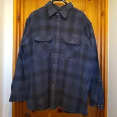 90s DAVID TAYLOR ヘビーネルシャツ 青黒チェック