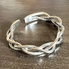 バングル ブレスレット シルバー 925 ツイスト ウェーブ 編み込み 3層