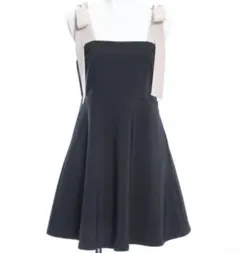 clear 肩リボン配色フレアミニワンピース ブラック