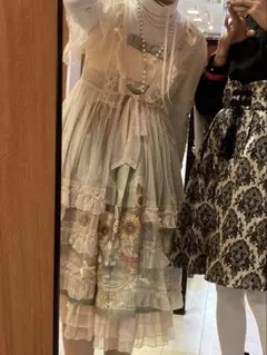 ロリータ 緑 黄緑 向日葵 ジャンパースカート2点セット