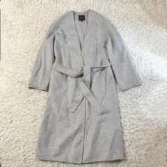 【美品】セオリー ダブルフェイス カシミヤ混　ノーカラーコート ベルト付　グレー