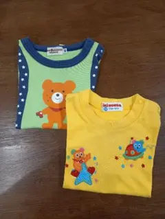 ミキハウスの黄色とホットビスケッツ黄緑のTシャツ2枚セット！