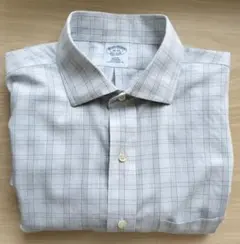 【連休特価】ほぼ未使用！BrooksBrothers 長袖シャツ　チェック　白青のサムネイル