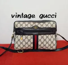 良品 極希少！Gucci シェリーライン ビンテージショルダーバッグ ネイビー