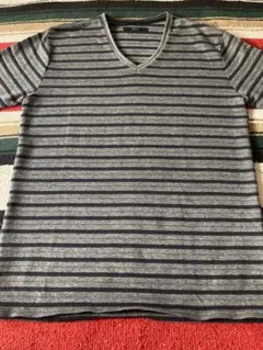 AZUL ストライプ Vネック 半袖Tシャツ