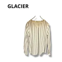 【グラシア】シャツ　ブラウス　長袖　ストライプ　綺麗め　可愛い　ホワイト　M