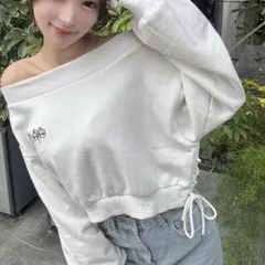 GRL レースアップオフショルダースウェットトップス　sm391