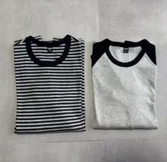 UNIQLO ソフトリブT/長袖/ボーダー（2枚セット）
