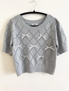 INGNI バレエコア　リボン半袖ニット