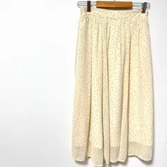 アースミュージック＆エコロジー　水玉模様　フレアスカート　ベージュ＆ブラック　F