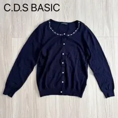C.D.S BASIC ネイビー ビーズ付きカーディガンのサムネイル