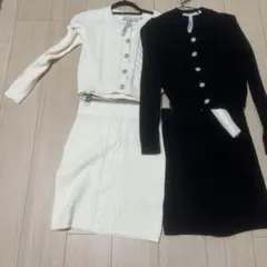 ニットセットアップ ホワイト ブラック