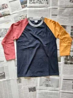 USA製 Champion T1011 七分袖 ラグランT クレイジー配色 M