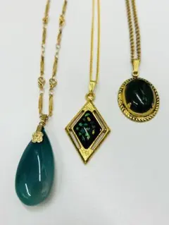 ペンダント・ネックレス3点セット グリーンストーン 緑色の石