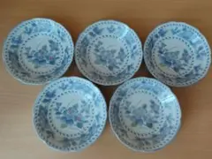 昭和レトロ　青い花柄の皿5枚セット