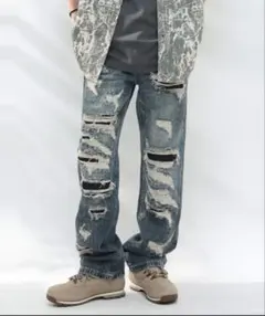 ダメージデニム ルーズフィット　デニム