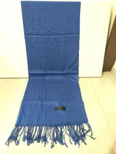 【新品】シルク製 青 ストール フリンジ付き