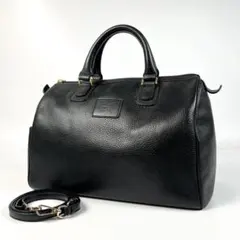 美品　バーバリー　2way ミニ ボストンバッグ ノヴァチェック　レザー　黒