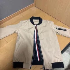 ベージュ ボンバージャケット ストライプ