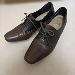 ing レースアップレザーシューズ ブラウン　23cm