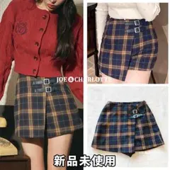 ダーリッチ darich チェックダブルベルトラップミニスカート NVY M