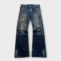 00s archive EDWIN ブーツカット フレアデニム 濃紺 グランジ