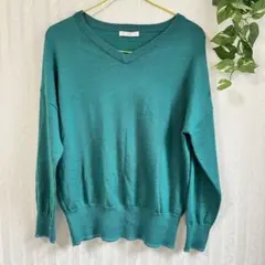 Vis カーディガン　ニット　セーター　グリーン　ラメ　緑　オフィスカジュアル