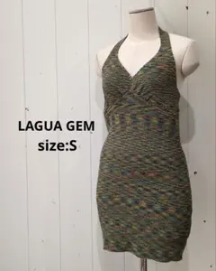 LAGUA GEM ラグア ジェム ミックスカラー ホルター ミニワンピース S