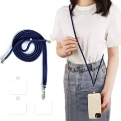 スマホストラップ 紐 透明タグパッチ3枚入(ダークブルー)