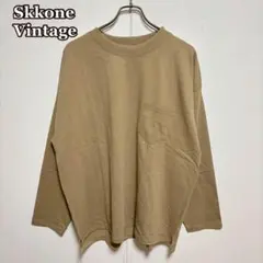 ●Skkone Vintageクルーネック長袖カットソー（LL）胸ポケット
