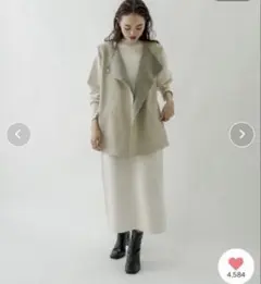 mysticウール混合素材 グレー ノースリーブベスト