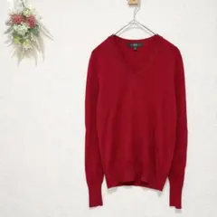 UNIQLO エクストラファインメリノ Vネックセーター S 薄手ニット 赤