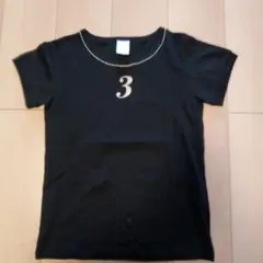 美品adidas 黒色 Tシャツ Mサイズ 数字3 W2番