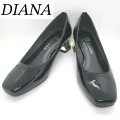 【DIANA】 ダイアナ パンプス 22cm スクエアトゥ 黒 ブラック 靴