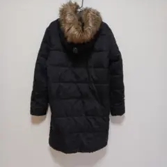 ファー付きロングダウンジャケット　黒