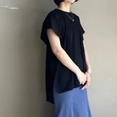PASSIONE/コットンブラウス/黒/フレンチスリーブ/体型カバー/38/Mのサムネイル