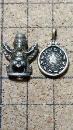 チベット製ラサ直送パーツ2個セット 大鵬鳥16㎜九宮八卦裏ナムチュワンデン天鉄