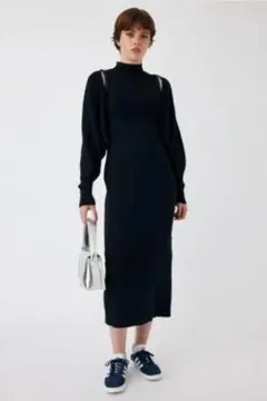 moussyブラックニットロングワンピース、ボレロのセット