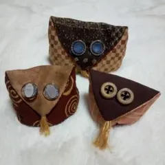 値下げ！手作りフクロウ、くったり３羽