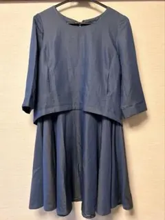 SHIPSデニム風ワンピース／ブルー／七分袖／サイズ38