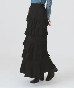 RAY BEAMS フリルロングスカート ブラック